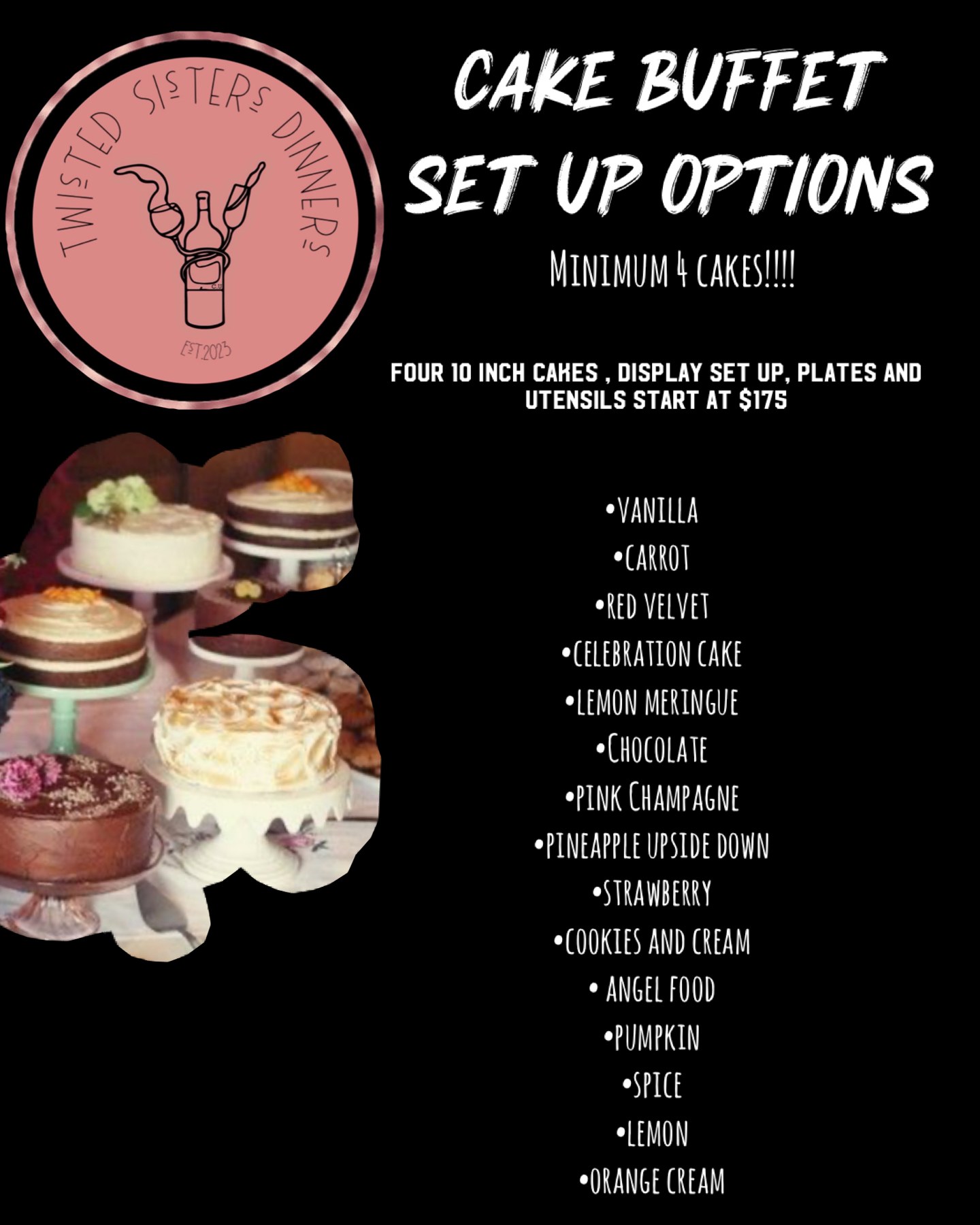 Cake buffet setup options