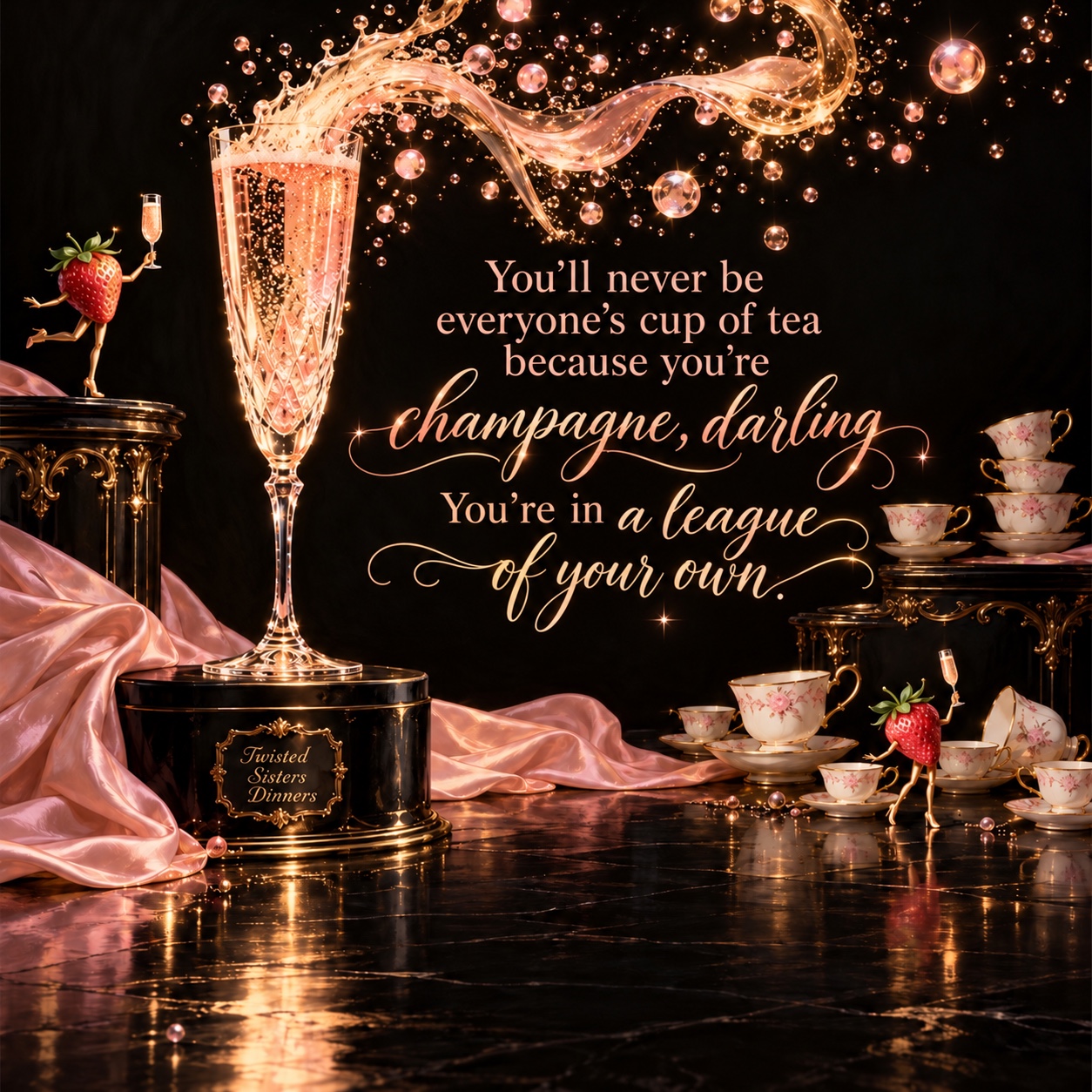 Twisted Sisters champagne artwork: You’ll never be everyone’s cup of tea because you’re champagne, darling