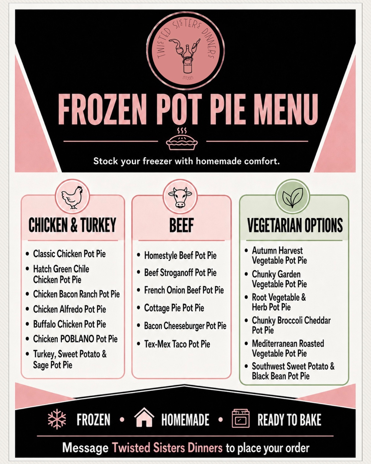 Frozen pot pies