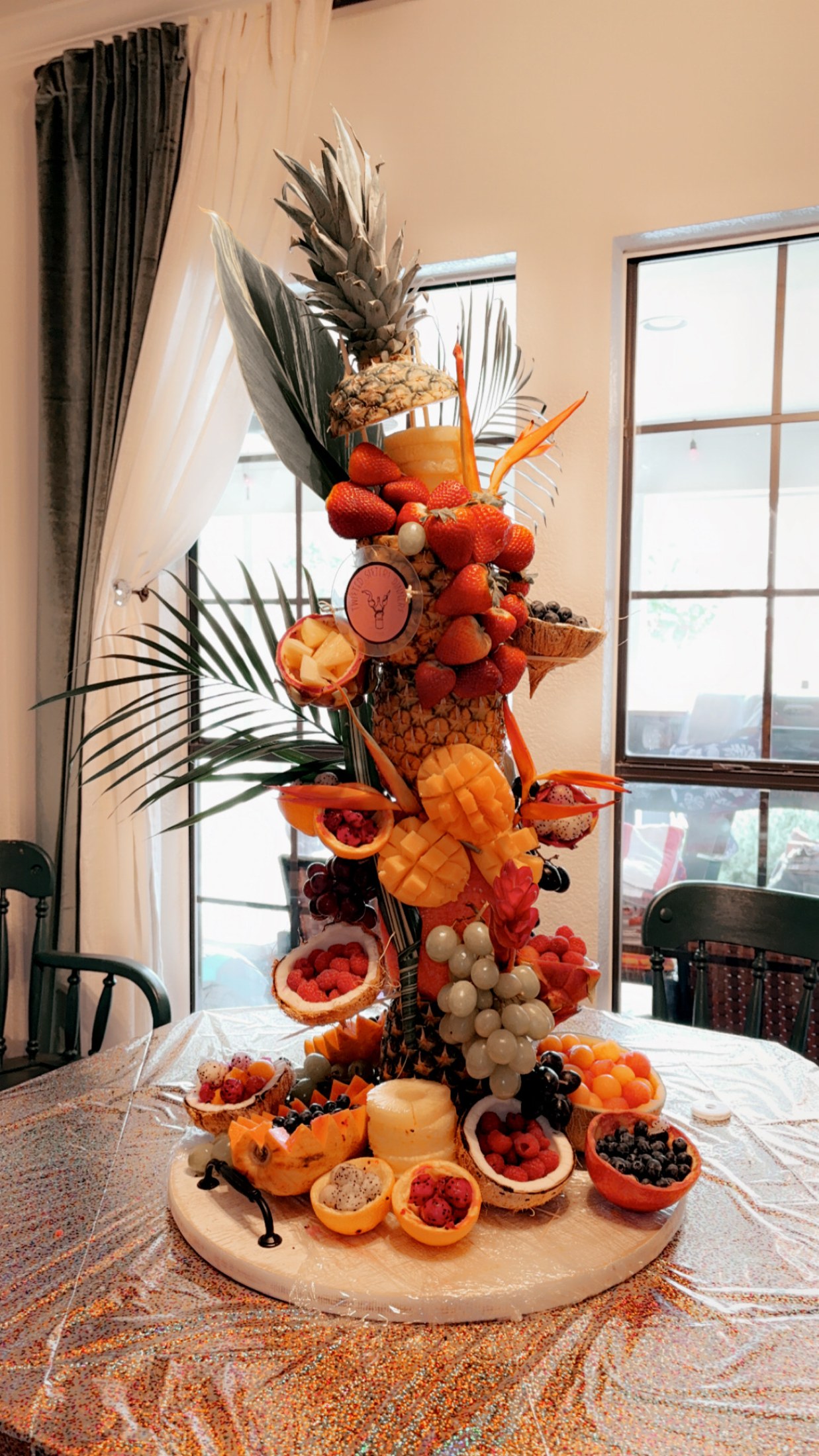 A fresh fruit centerpiece from our catering table.