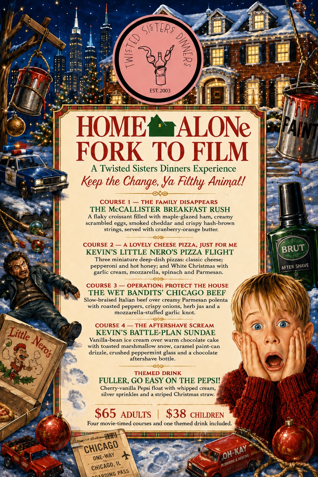 Home Alone Fork to Film menu