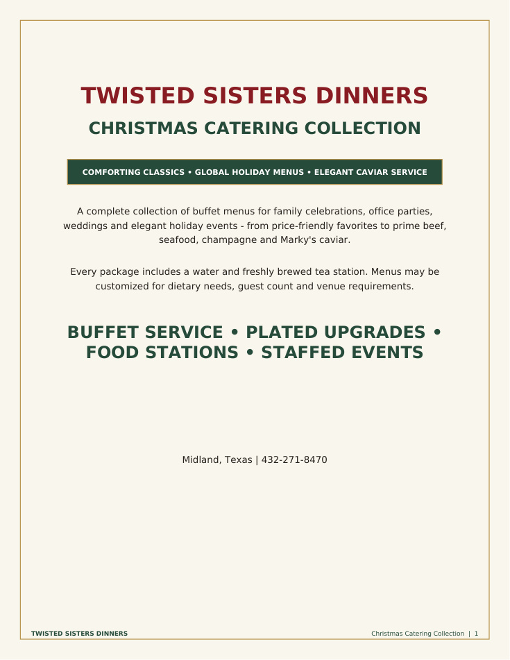 Christmas catering collection menu