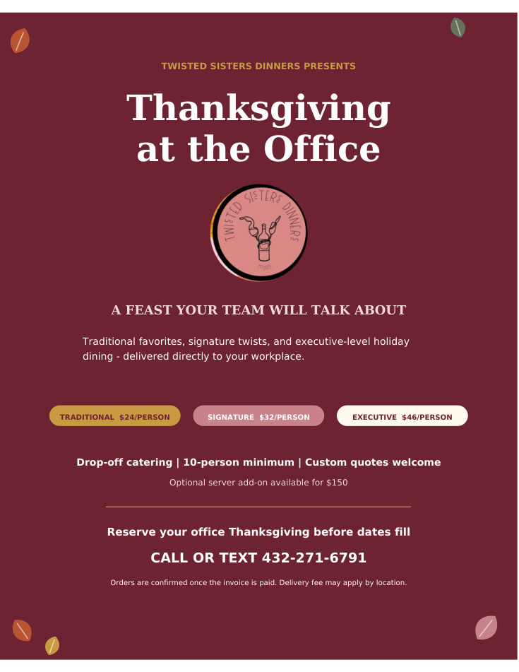 Thanksgiving office catering menu